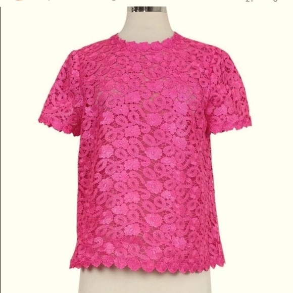 kate spade Tops - Kate spade fuchsia pink crochet lace short sleeve top sz 6